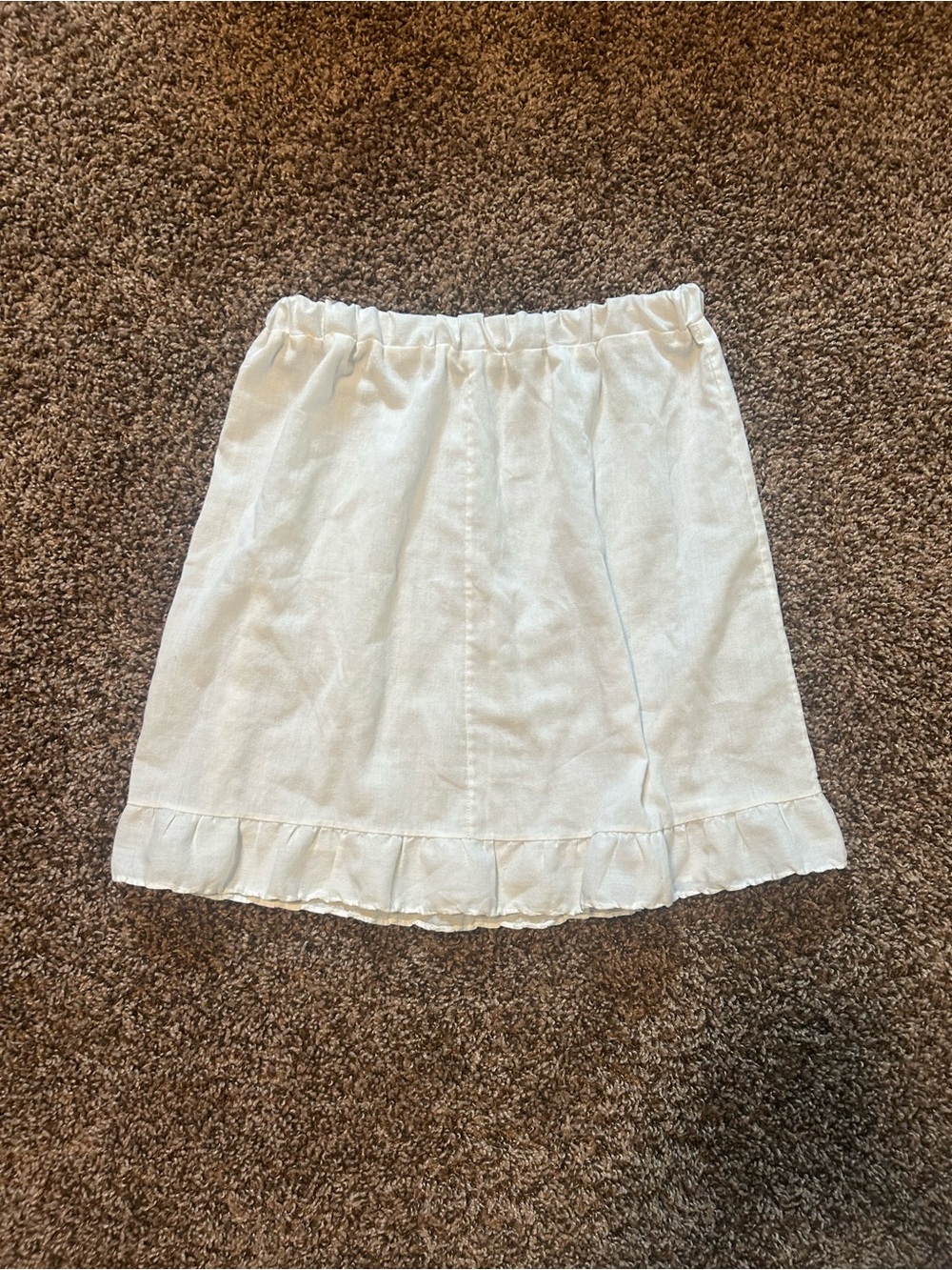 Home Made White Ruffle-Hem Mini Slip Skirt